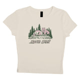 Woodland Strip Womens Crop T-Shirt, Solid Natural Blend