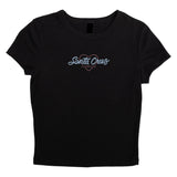 Women's Love Script Center Crop T-Shirt, Black